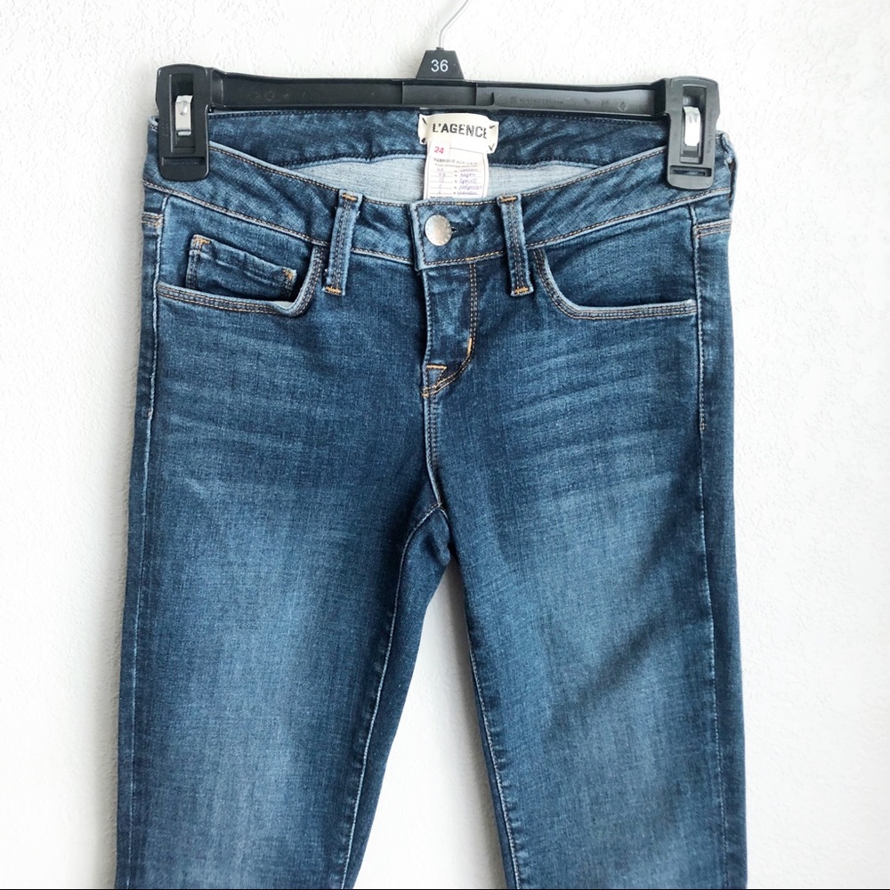 L'AGENCE Chantal Low Rise Skinny Jeans in Dark Vintage 24 - Picture 4 of 8